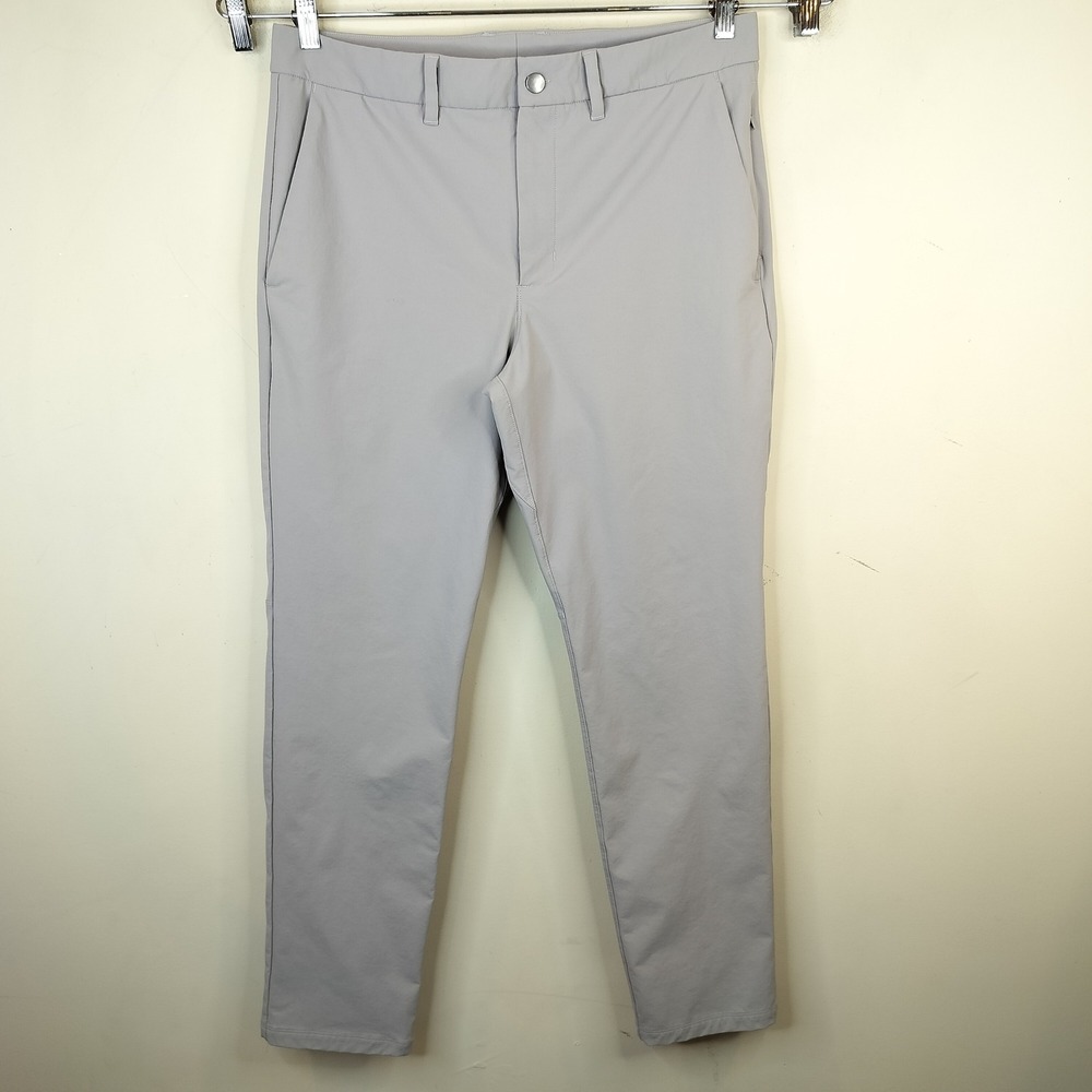 CRZ Yoga Pants 34 / 31" Men's Flat Front Slim Technical Light Grey Stretch